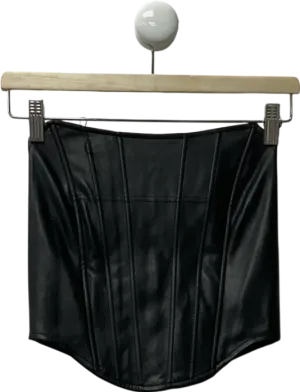 4th & Reckless Black Pu Corset Top In Bla UK 8