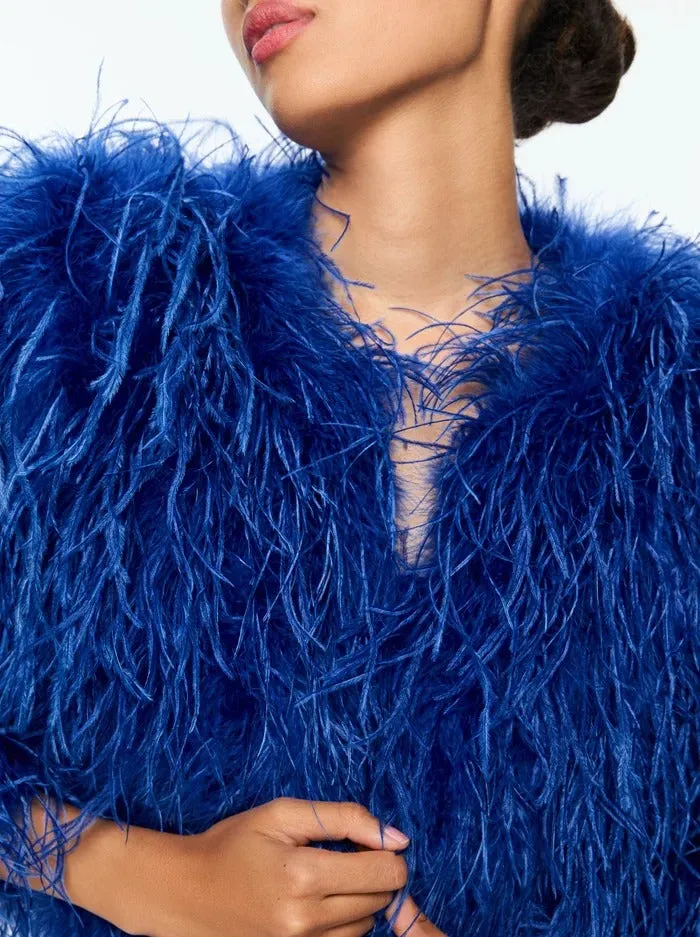 Alice   Olivia Kidman Feather Box Jacket in Royal