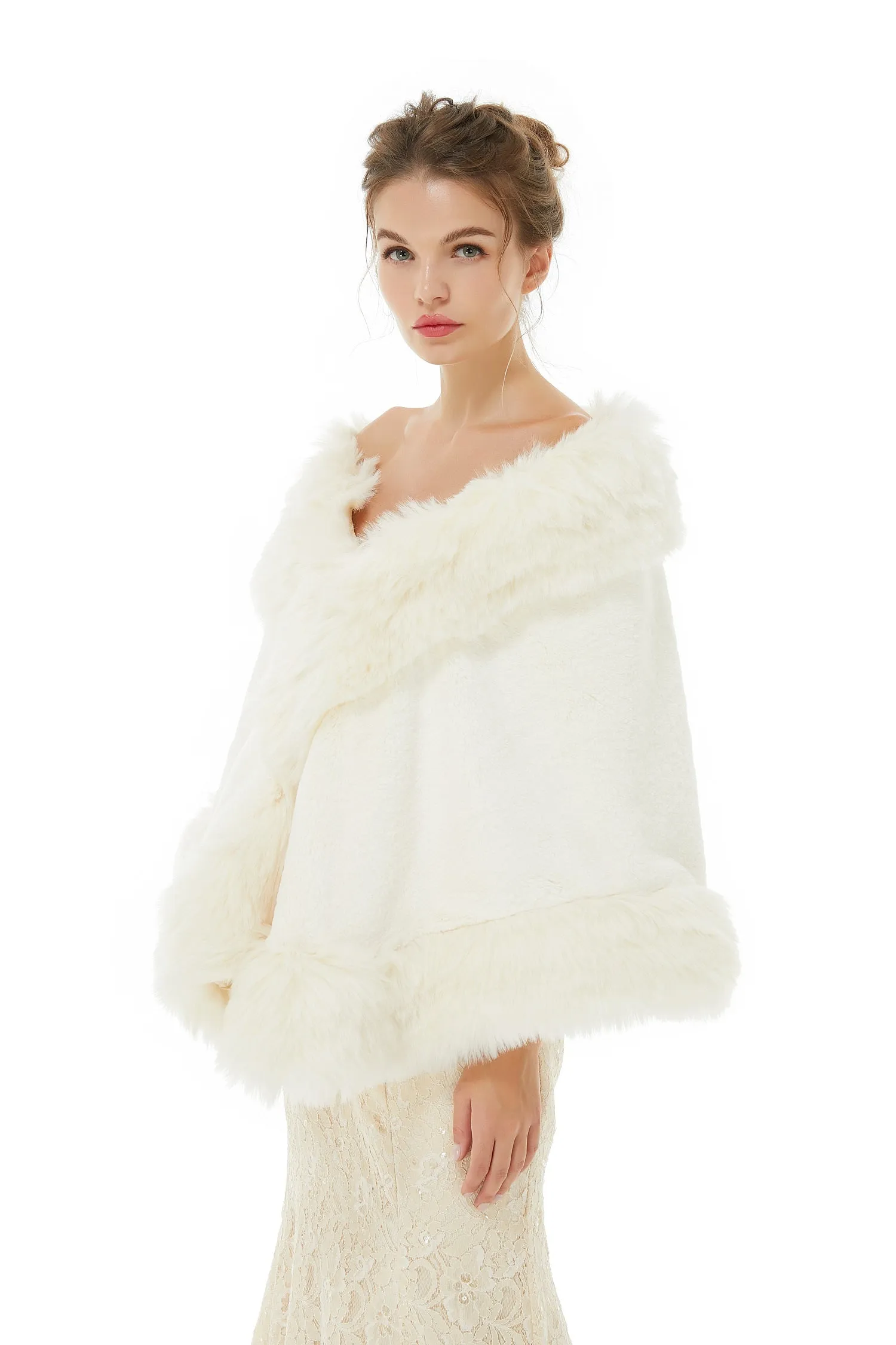 Alis- Winter Faux Fur Wedding Wrap