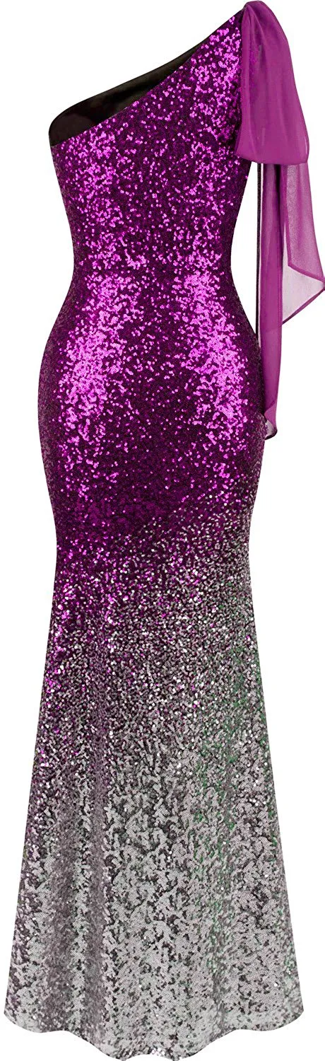 Asymmetric Sequin Mermaid Prom Dress