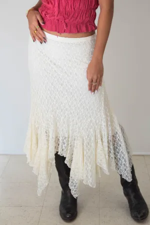 Asymmetrical Lace Midi Skirt