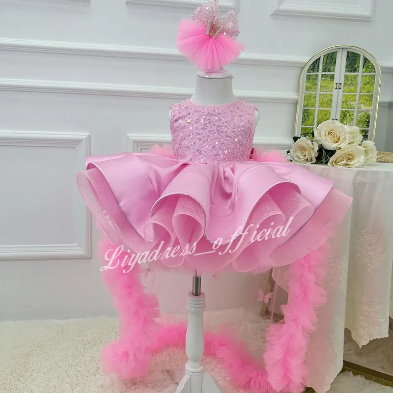 Baby pageant dresses, 0-12 year old tulle princess dresses, girls' prom dresses, baby first birthday party dresses, butterfly trailing princess dresses