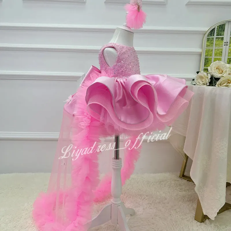 Baby pageant dresses, 0-12 year old tulle princess dresses, girls' prom dresses, baby first birthday party dresses, butterfly trailing princess dresses
