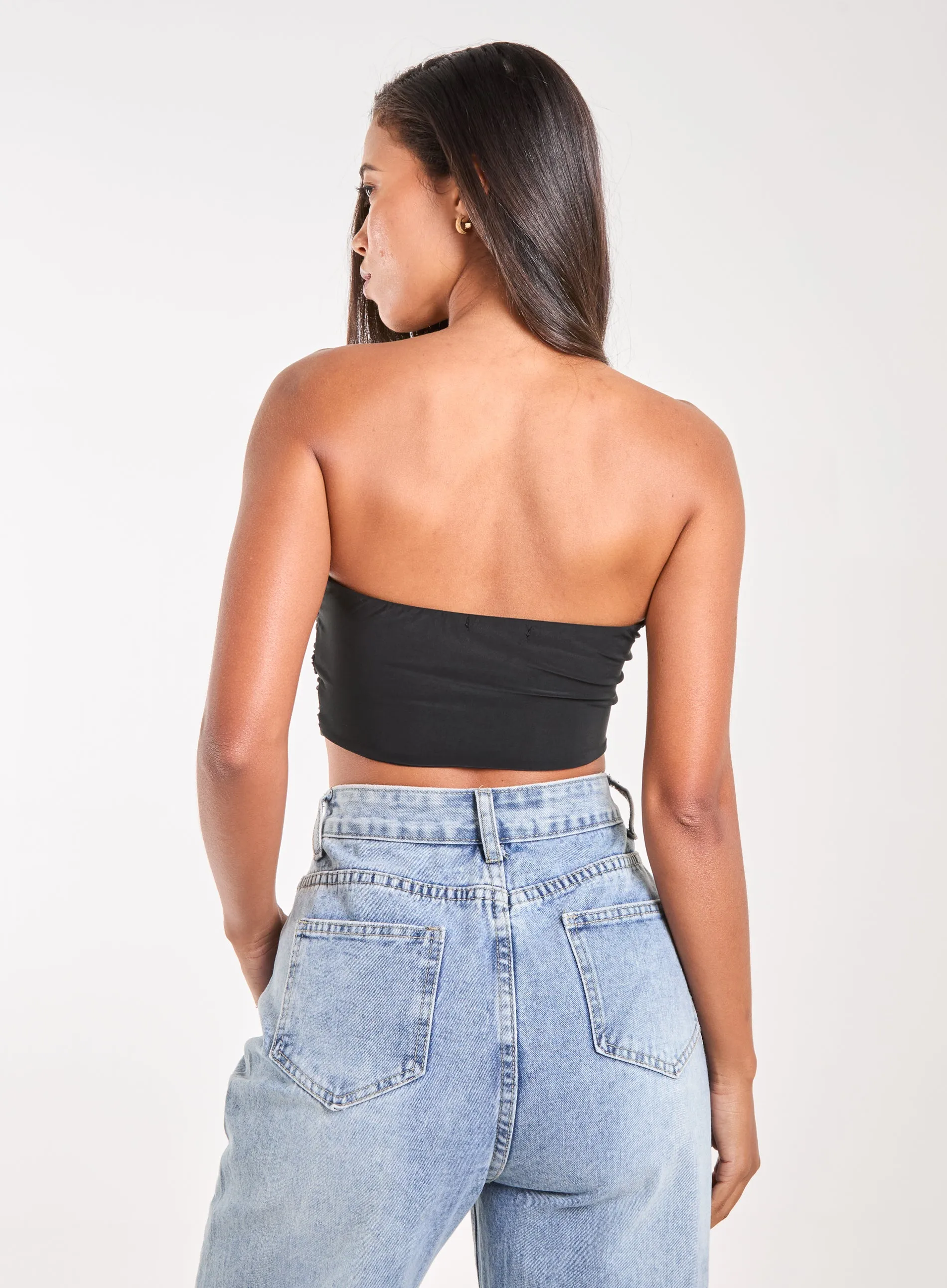 Bandeau Eyelet Detail Corset Top