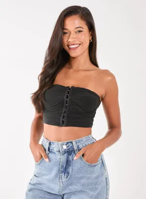 Bandeau Eyelet Detail Corset Top