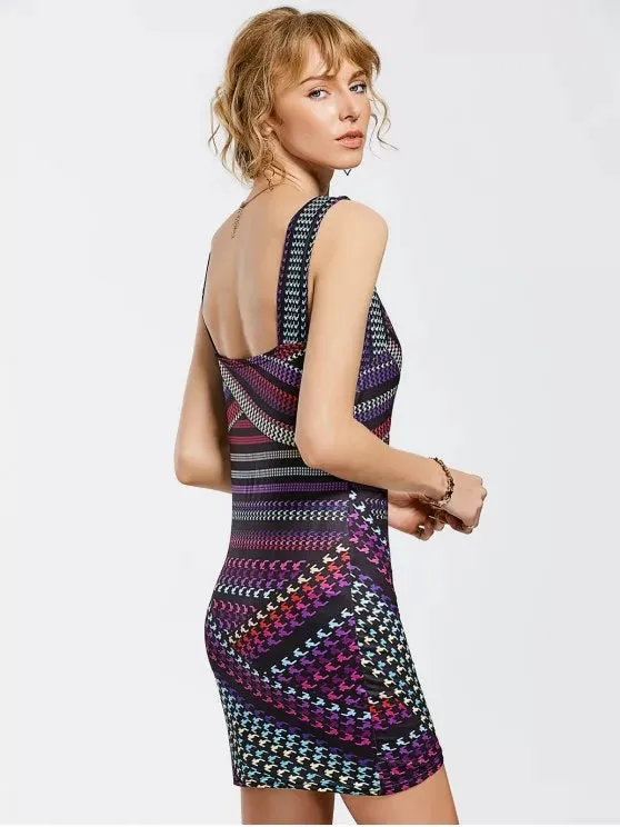BerryBetty - Gorgeous Printed Mini Bodycon Dress