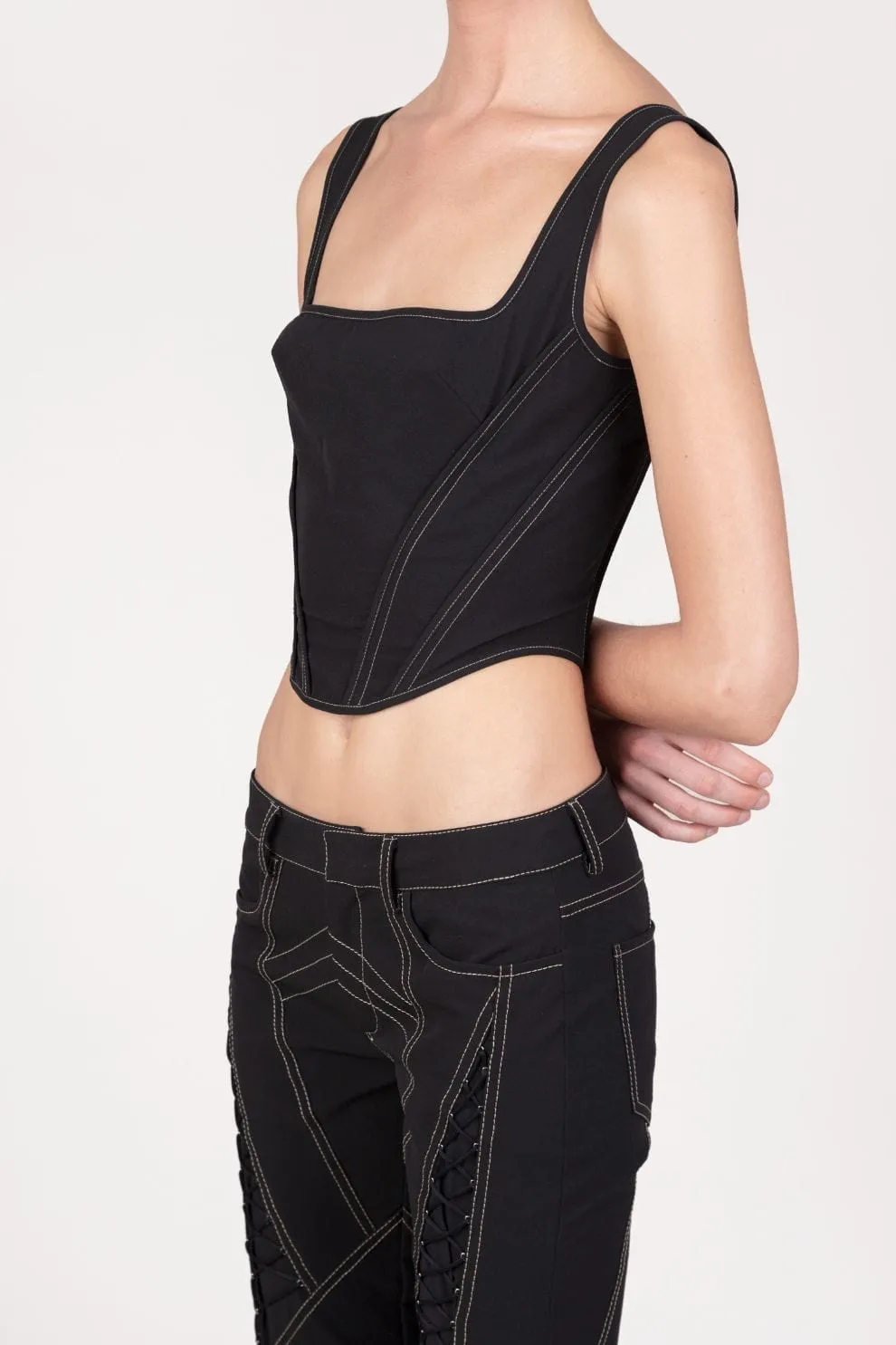 Black Exposed Seam Corset Top