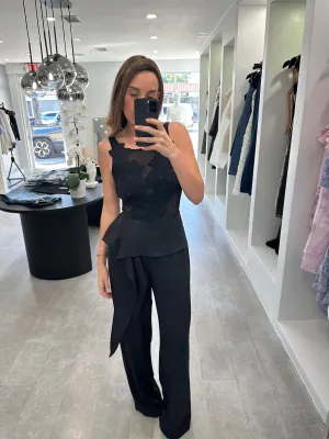 Black flower mesh body