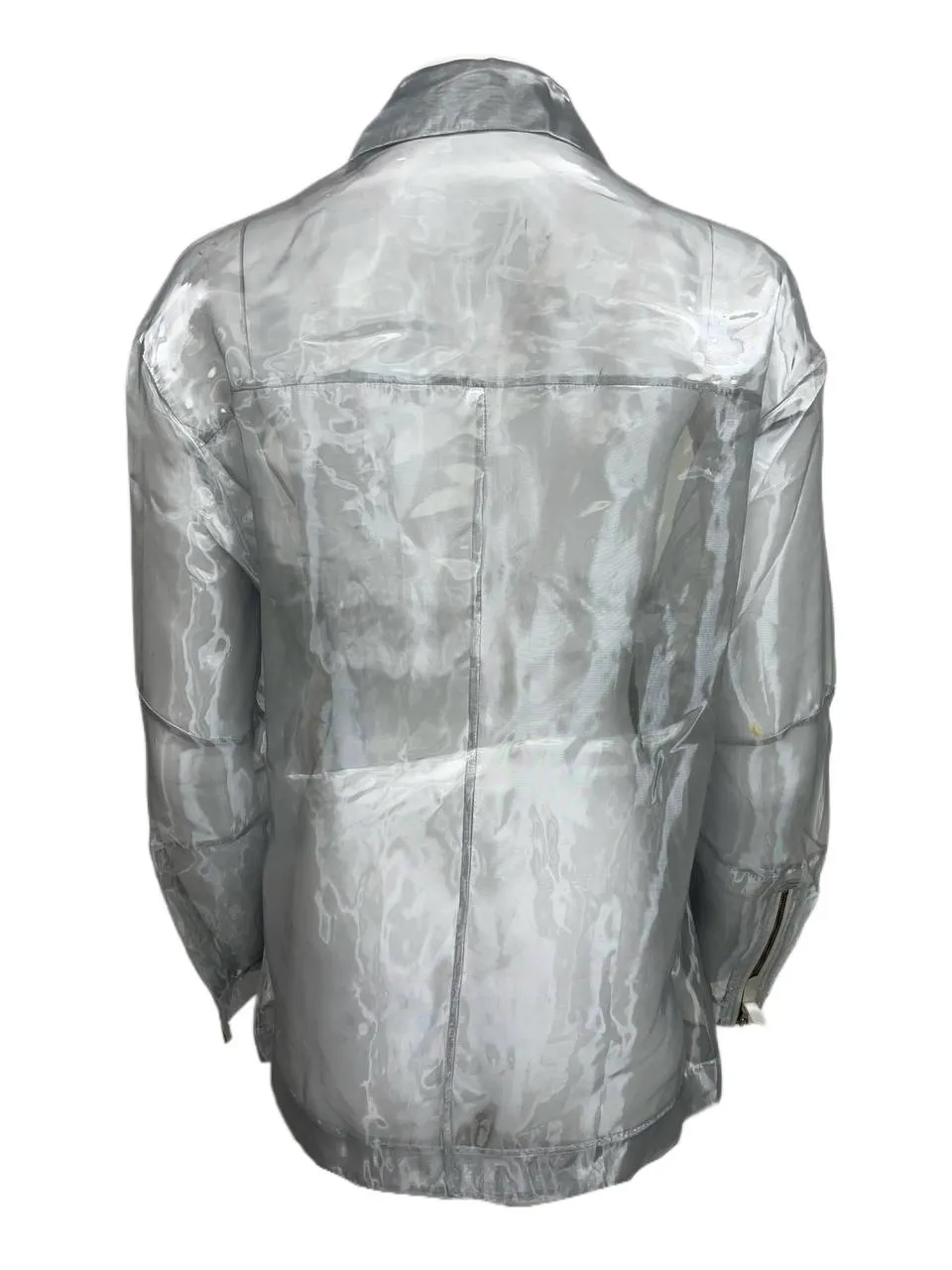 BLK DNM Women's Silver Polyester Leather Details Jacket 11 Size Small NWT