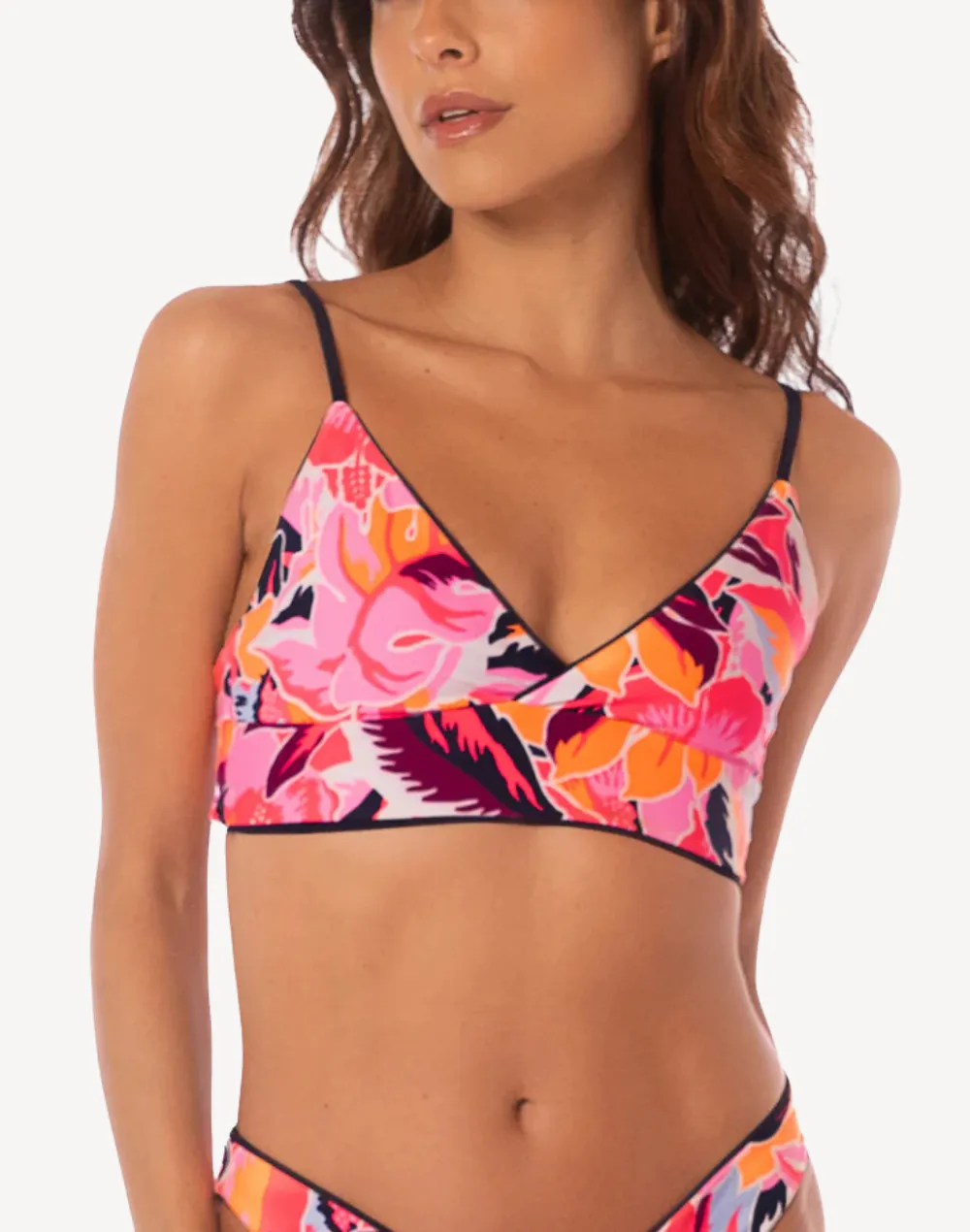 Blue Deep Criss Cross Longline Reversible Bikini Top