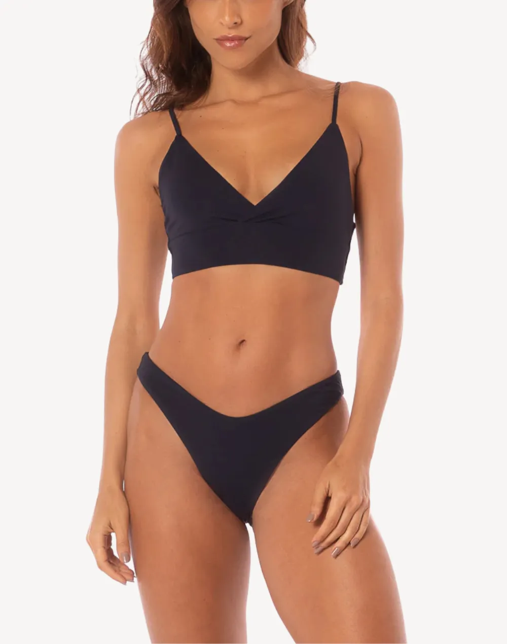 Blue Deep Criss Cross Longline Reversible Bikini Top