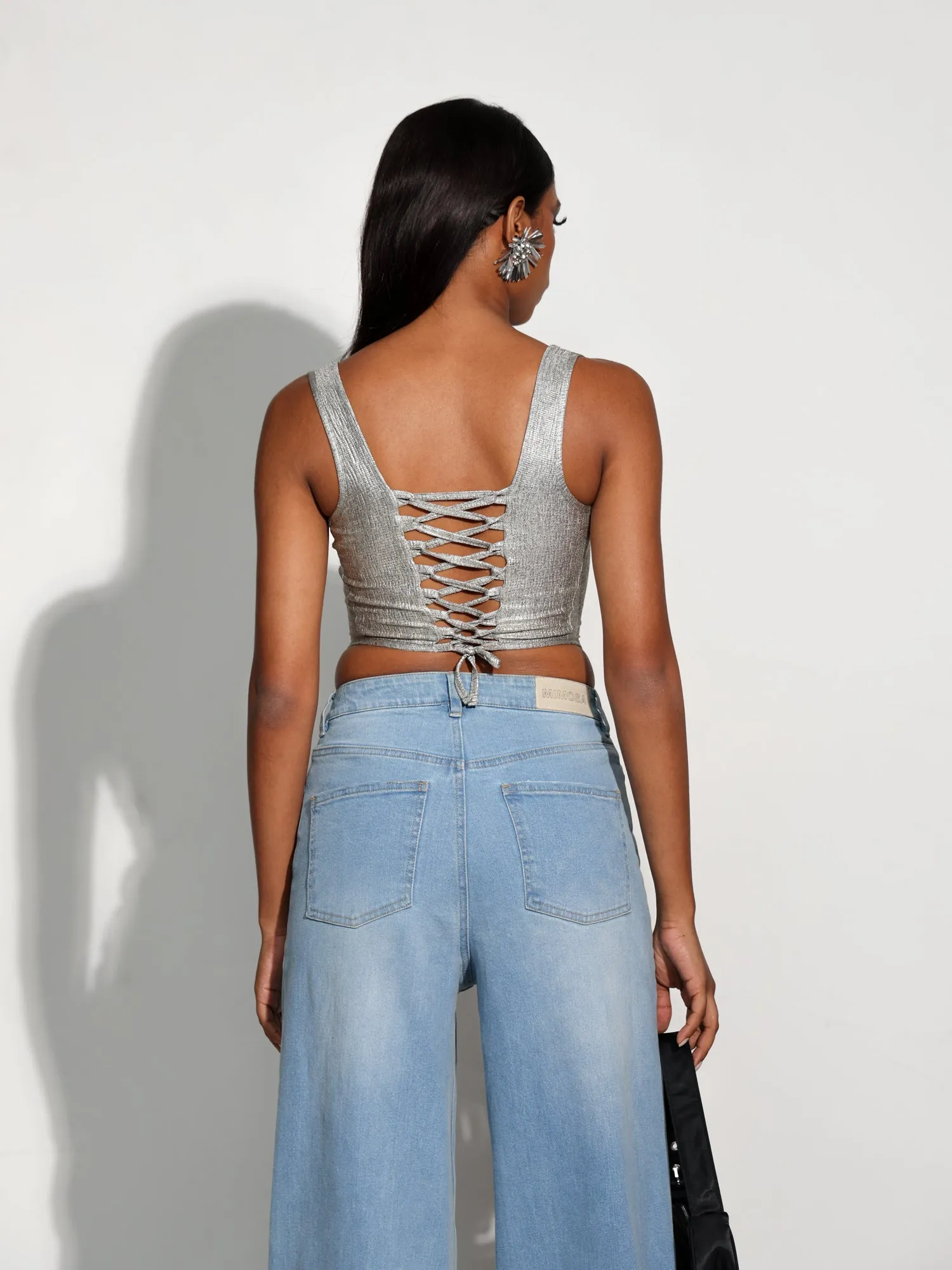 Bustier Detailed Back Tie Up Corset  Top