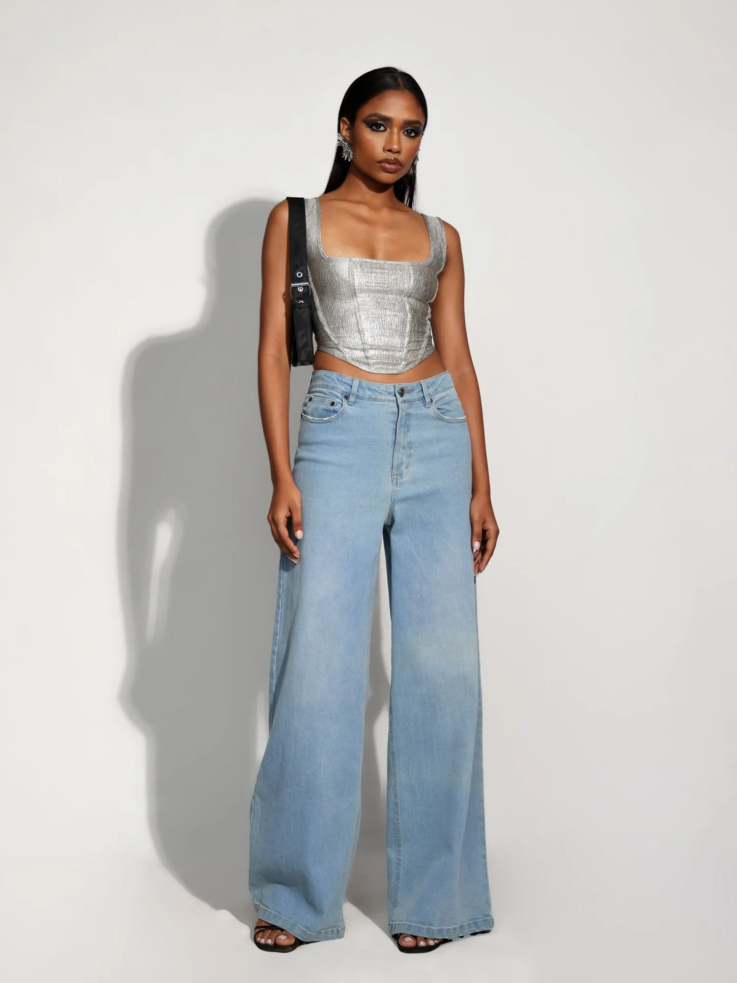 Bustier Detailed Back Tie Up Corset  Top