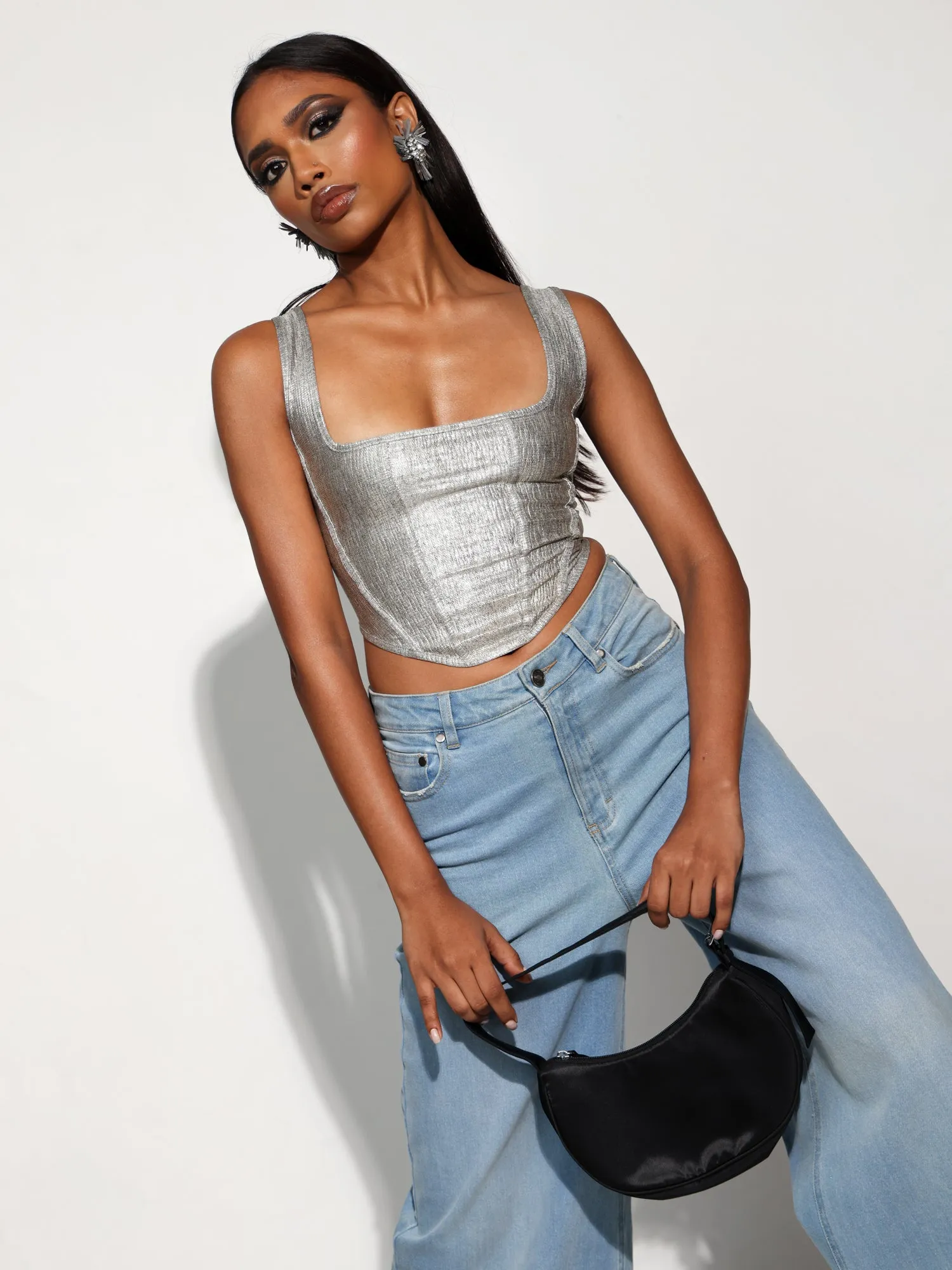 Bustier Detailed Back Tie Up Corset  Top