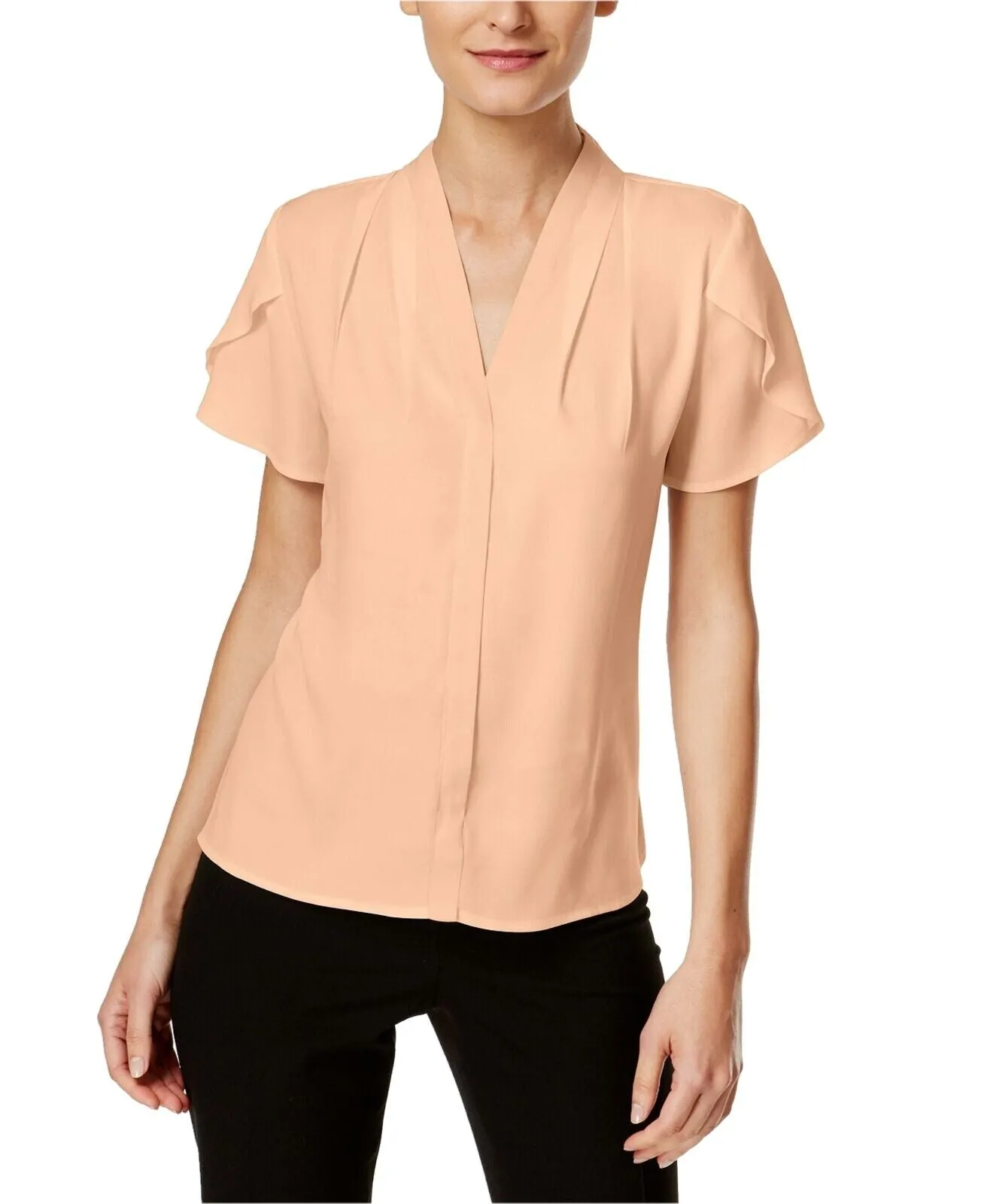 Calvin Klein Women's Ruffled-Sleeve Blouse Shirt Top. SFBTG06A