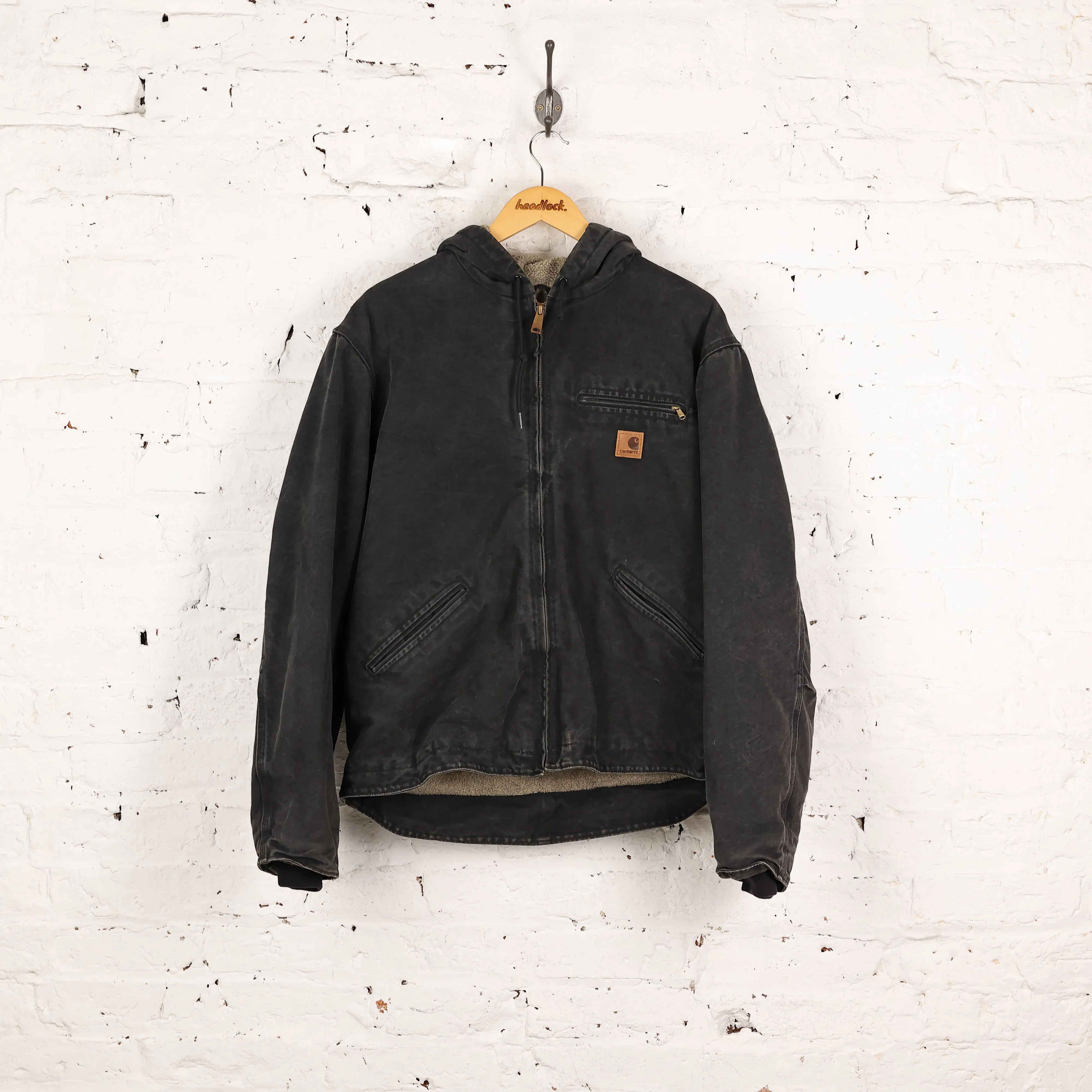Carhartt Fleece Lined Hooded Work Jacket - Black - L