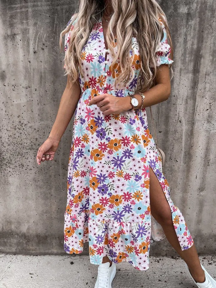 Carmen - Patterned V-neck maxi dress