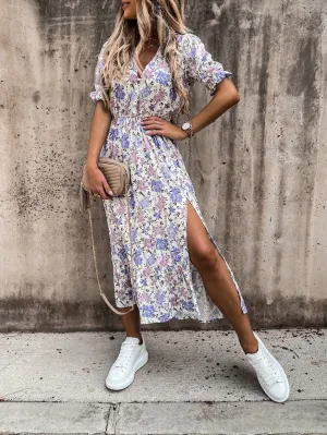 Carmen - Patterned V-neck maxi dress