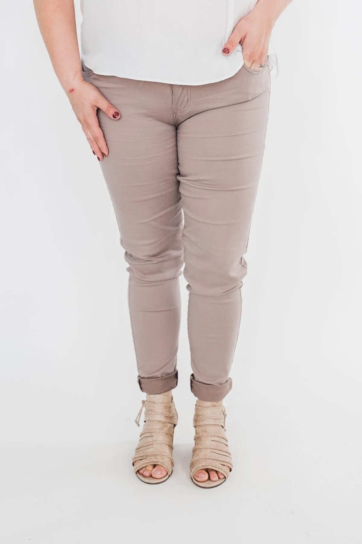 Celebrity Pink Skinny Jeans- Taupe