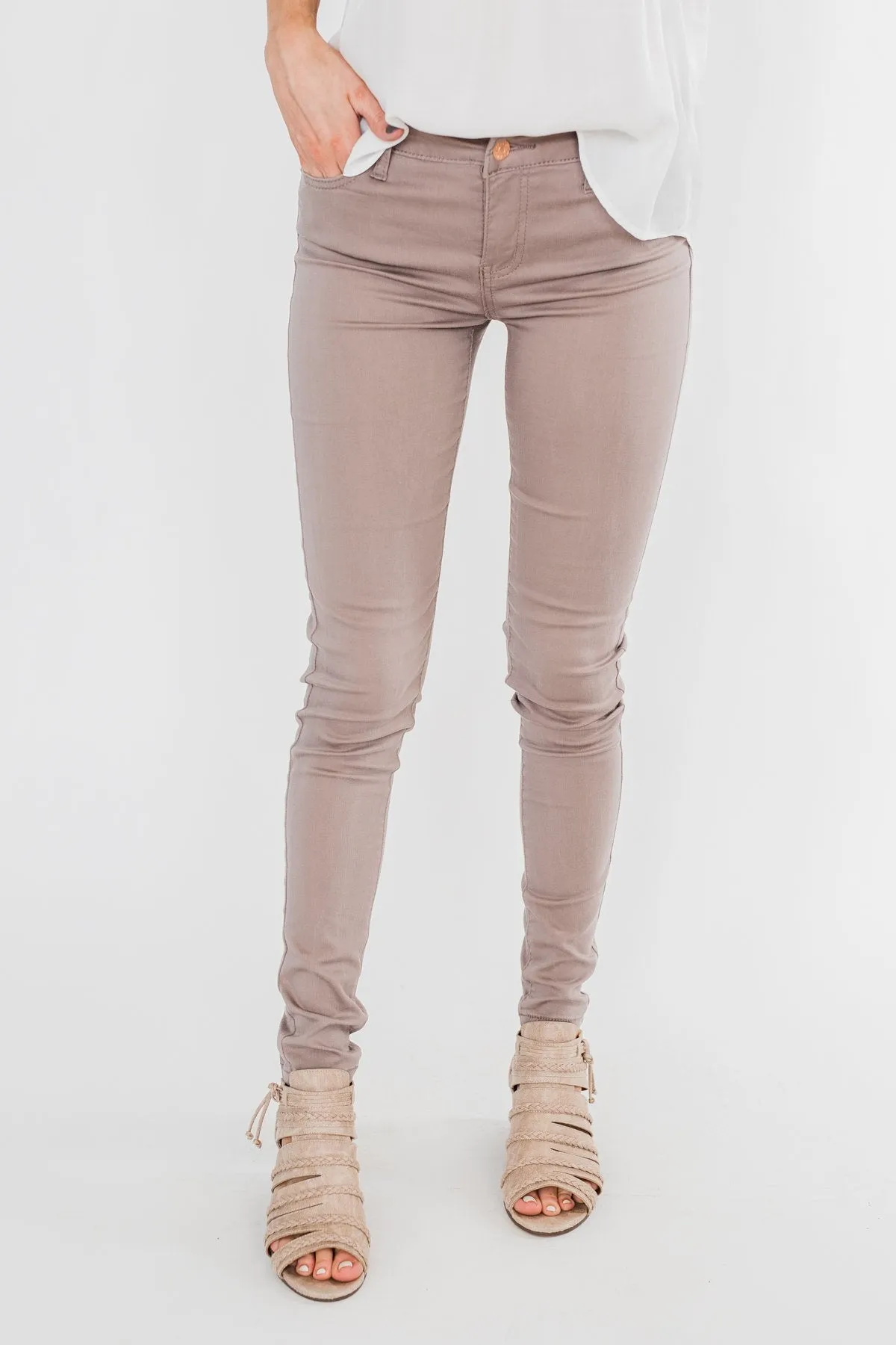 Celebrity Pink Skinny Jeans- Taupe