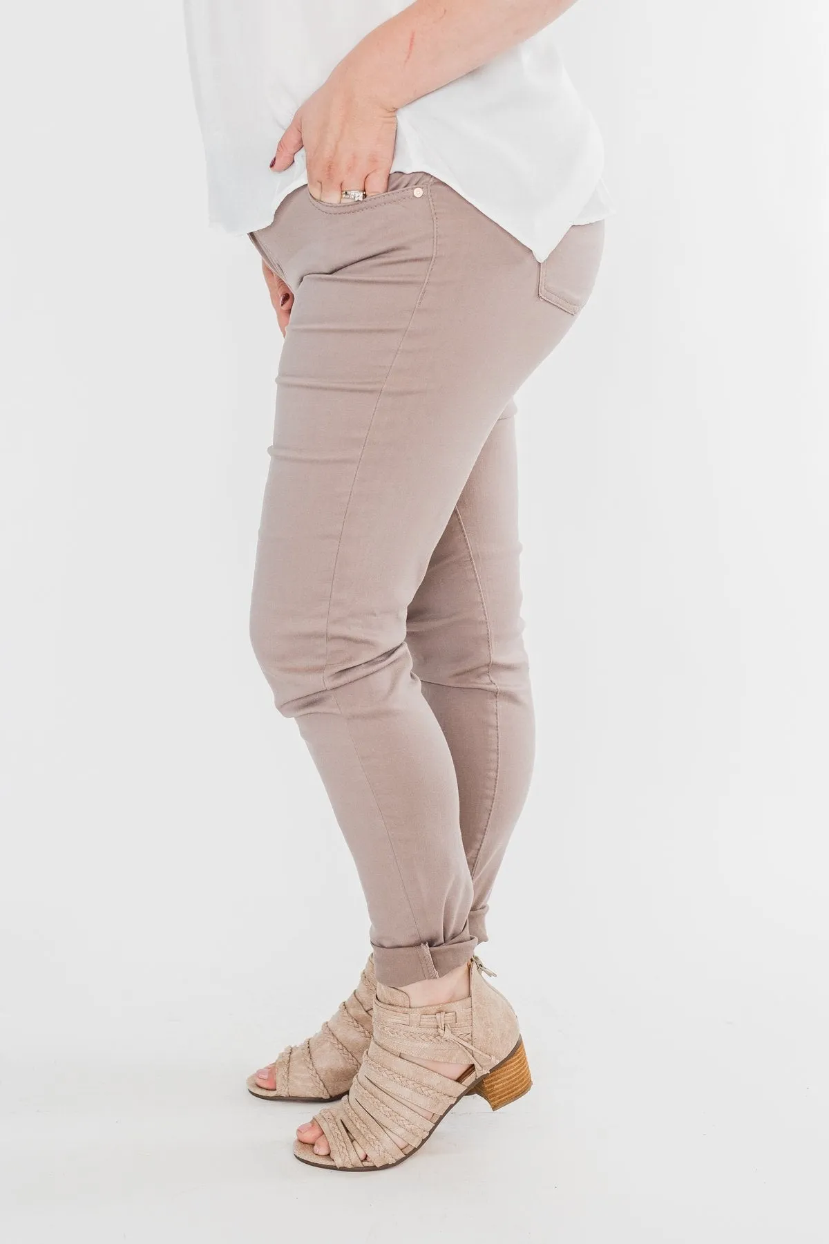 Celebrity Pink Skinny Jeans- Taupe