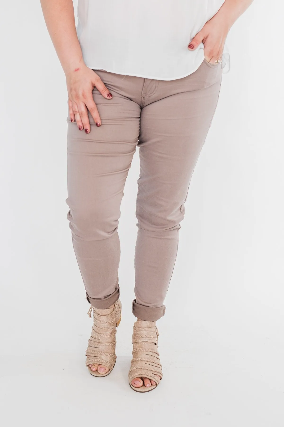 Celebrity Pink Skinny Jeans- Taupe