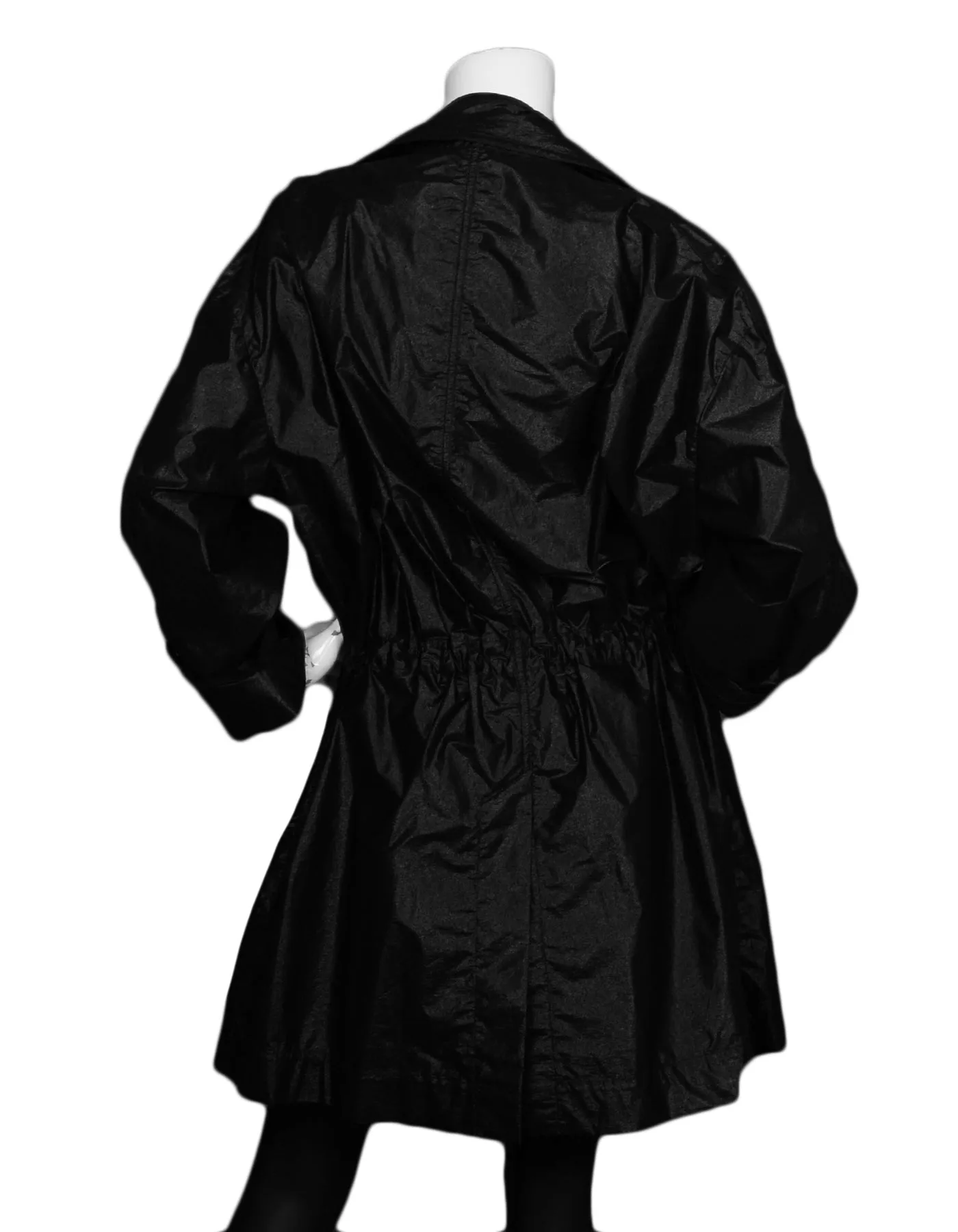 Chanel Black Shiny Snap Jacket with Elastic Cinched Waist sz FR40