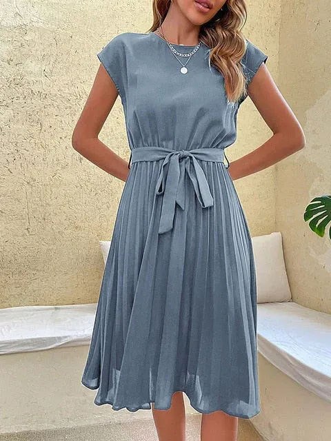 Constance - Short-sleeved summer dress with pleats