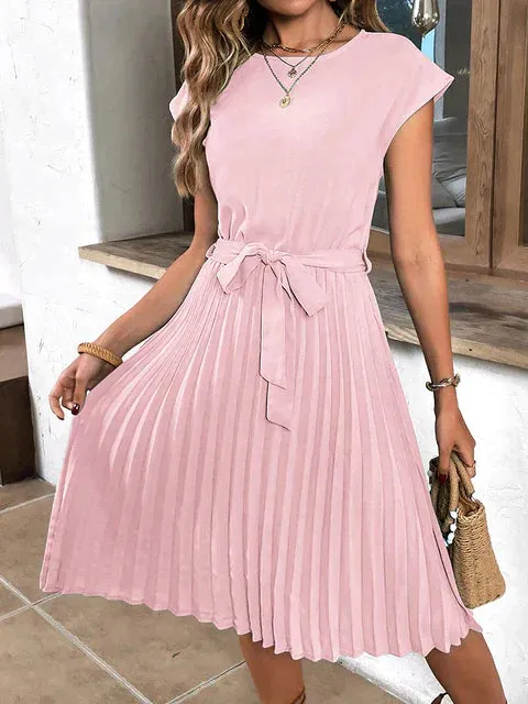 Constance - Short-sleeved summer dress with pleats