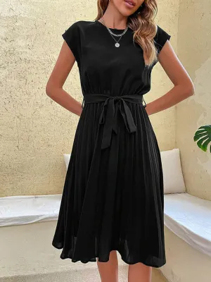 Constance - Short-sleeved summer dress with pleats