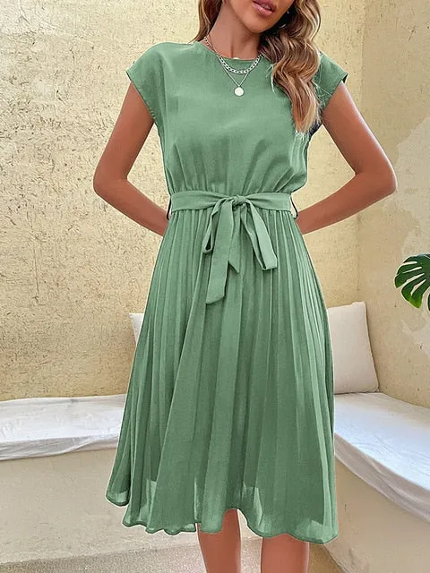 Constance - Short-sleeved summer dress with pleats