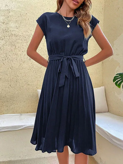 Constance - Short-sleeved summer dress with pleats
