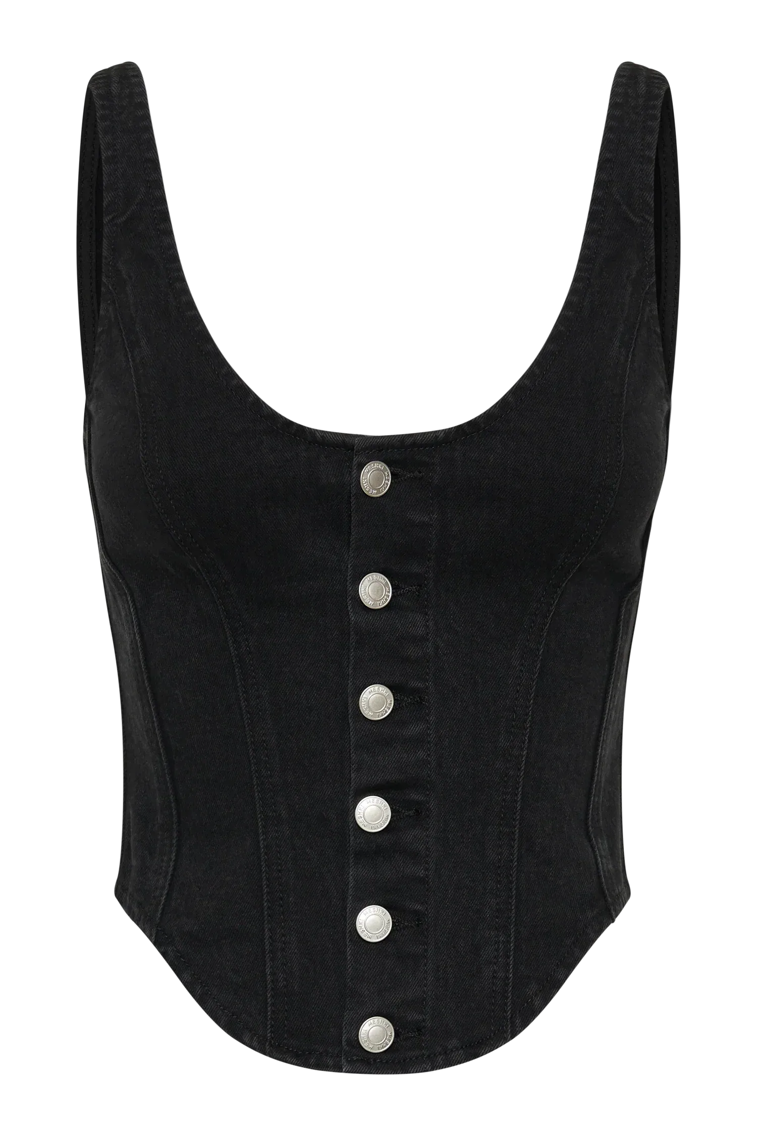 Corset Denim Top - Washed Black