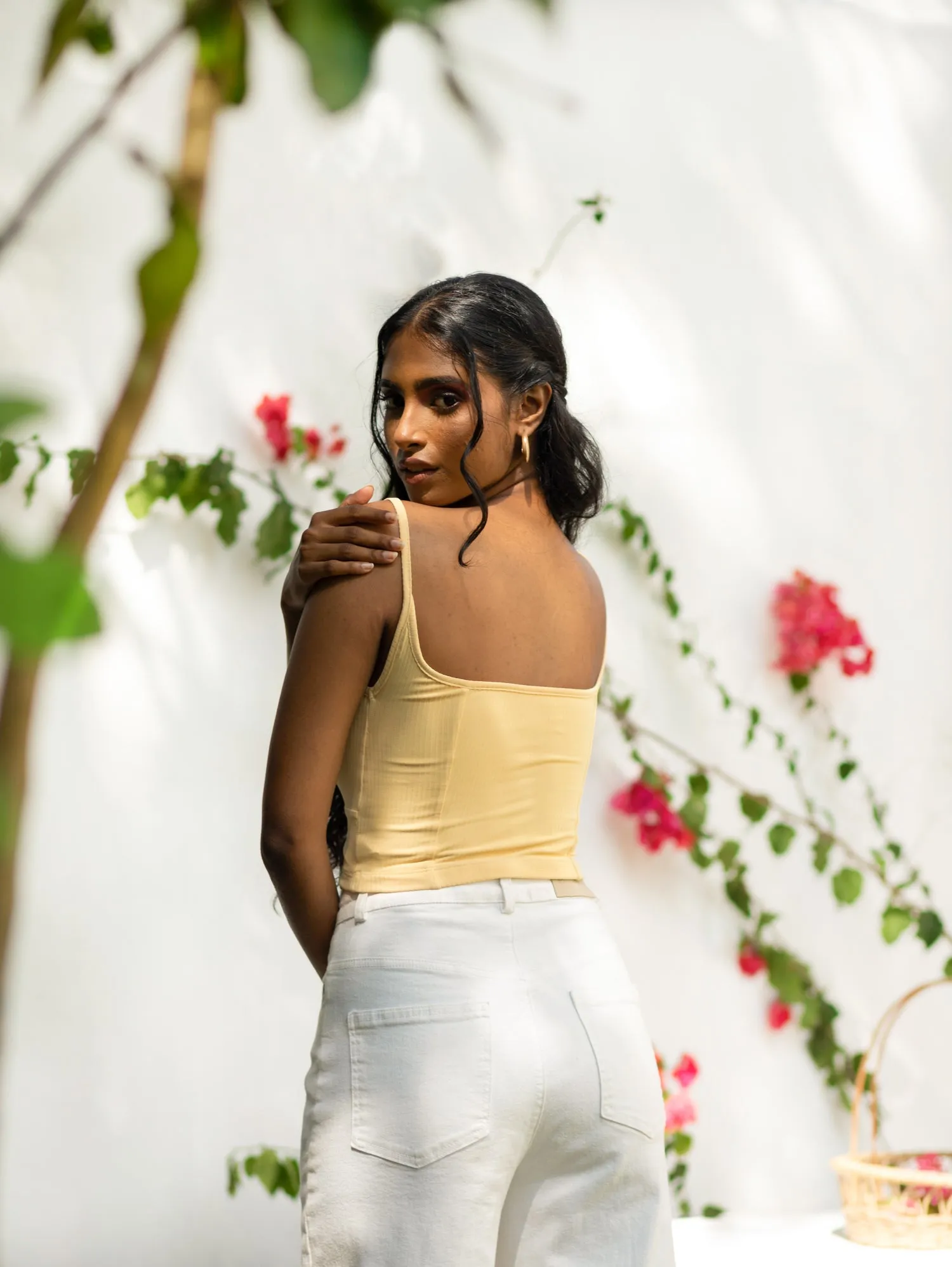 Corset Detail Ribbed Top