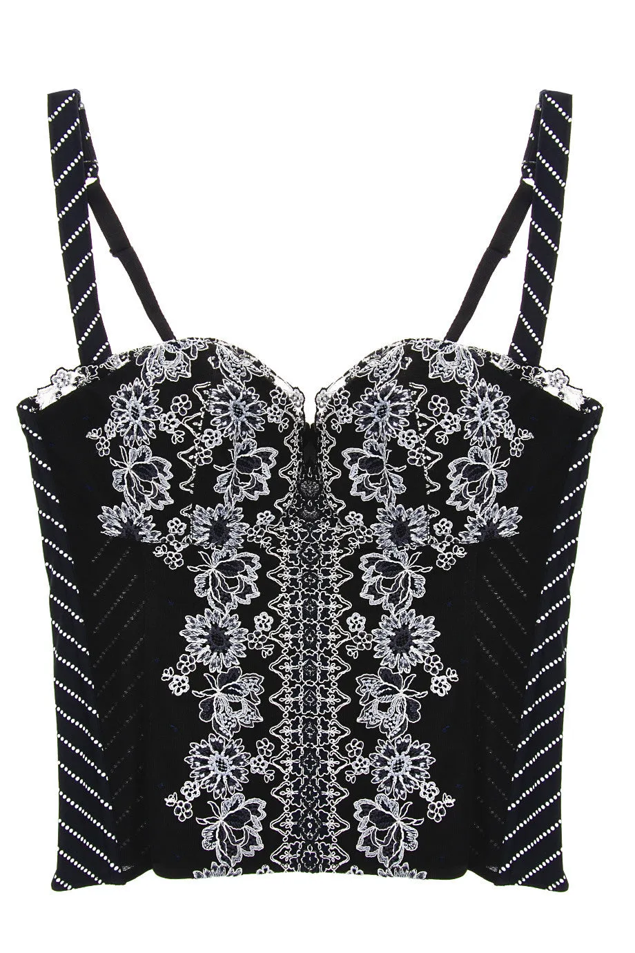 COTTON CLUB FLORAL Embroidered Black Corset