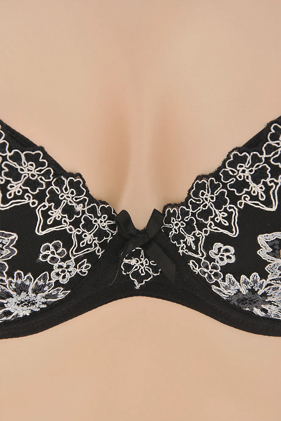 COTTON CLUB FLORAL Embroidered Black Corset