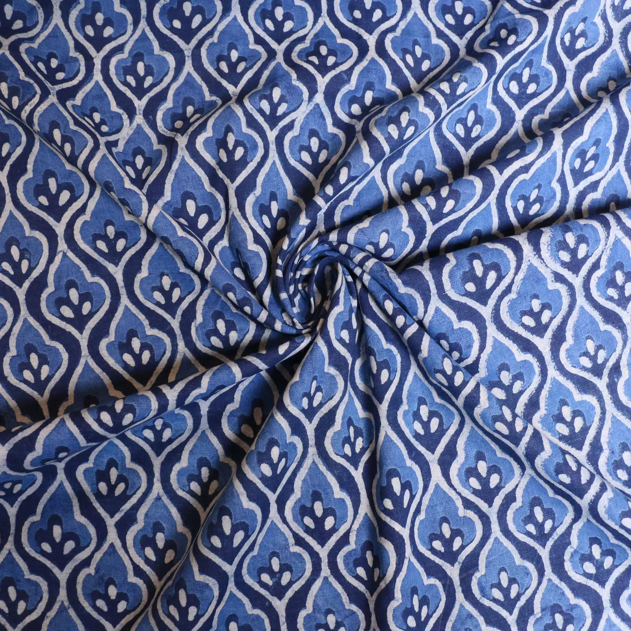 Cotton Voile - Indigo Hand block print