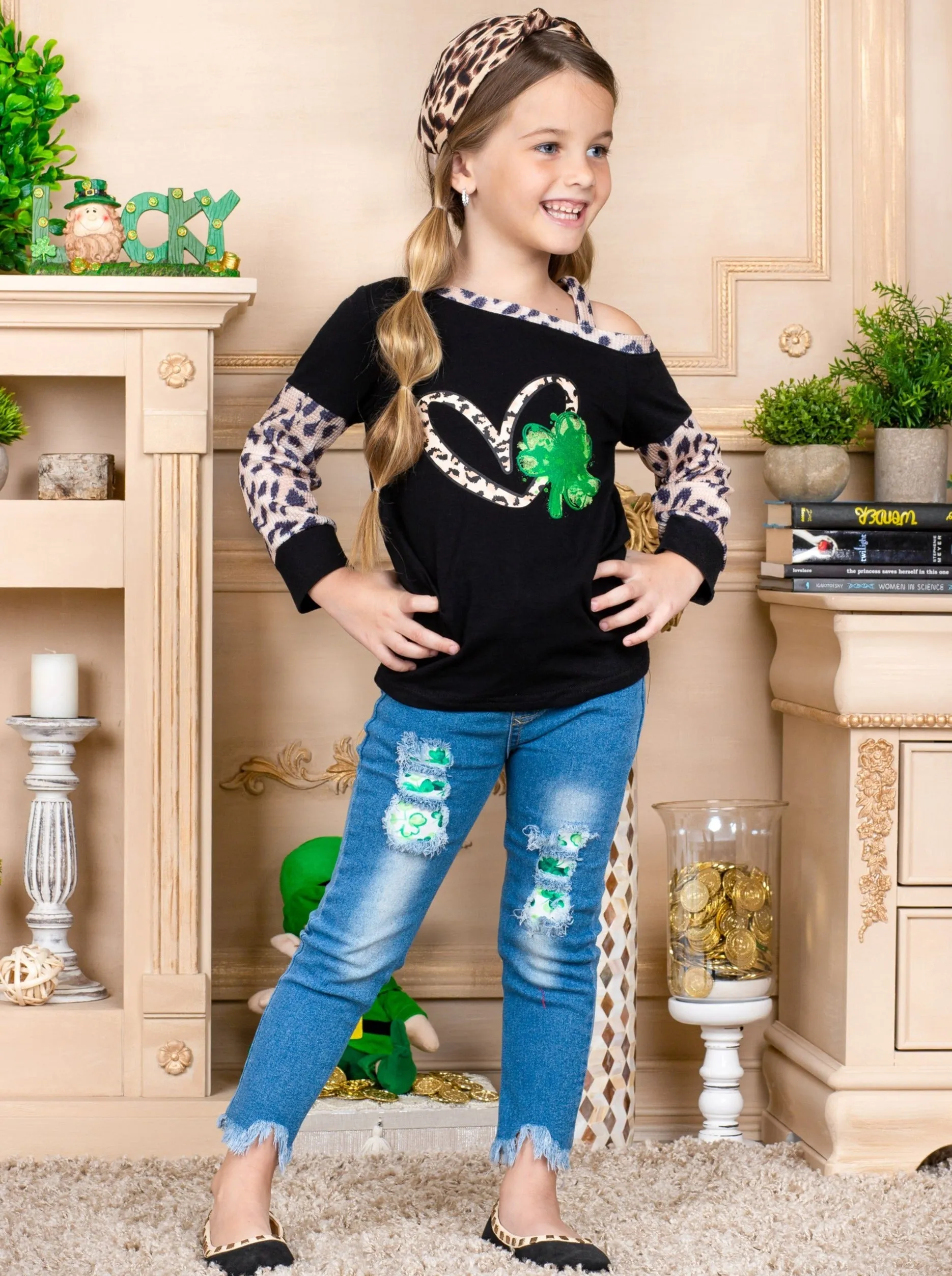 Cup Of Luck One Shoulder Long Sleeved Top