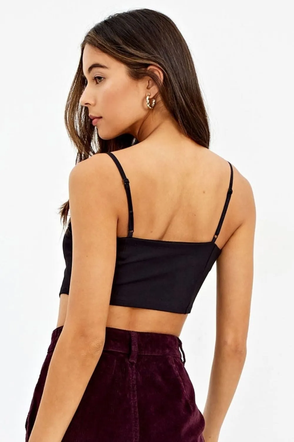 Curved Hem Corset Top Black