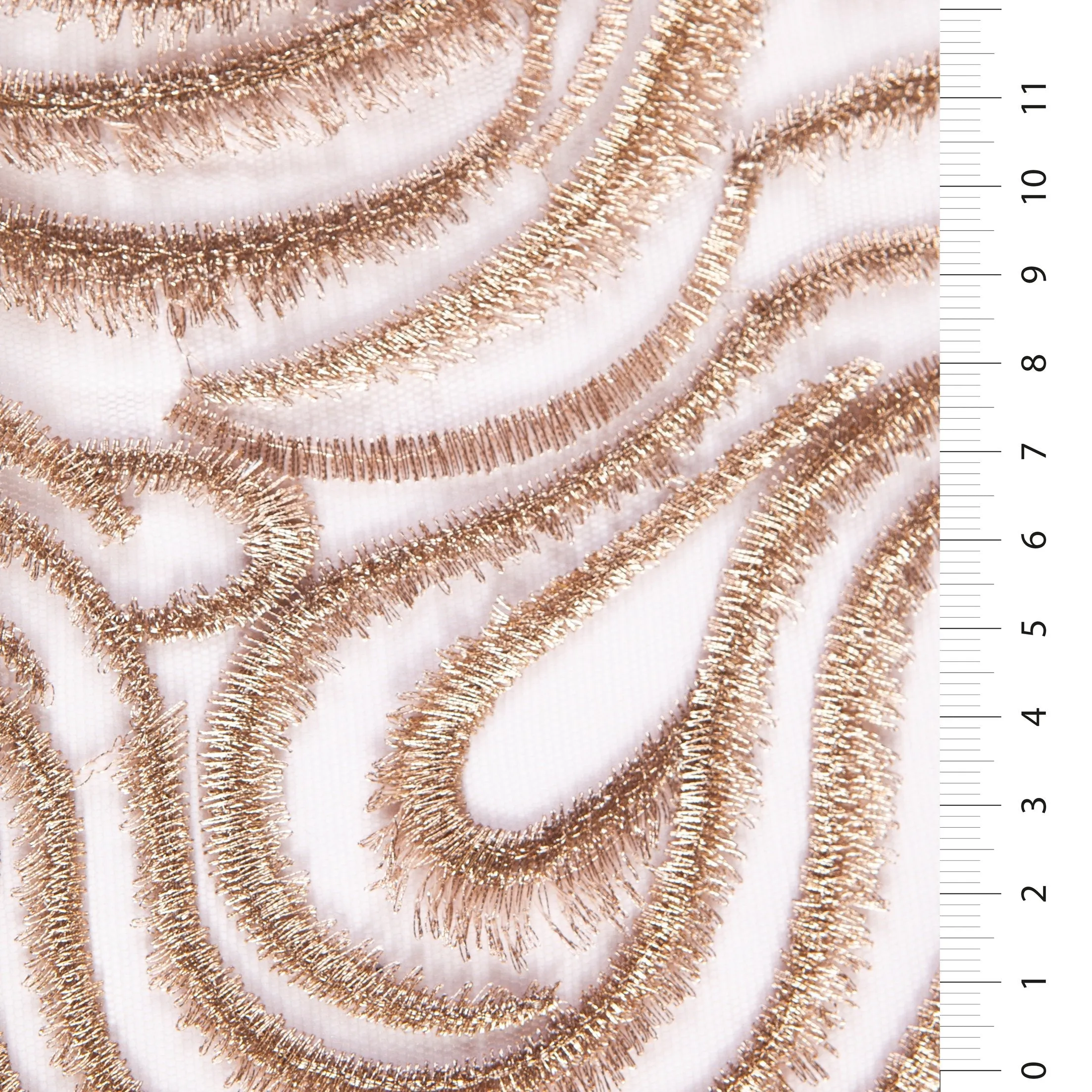 Desert Dune Design Shiny Lurex Thread Embroidered Fabric