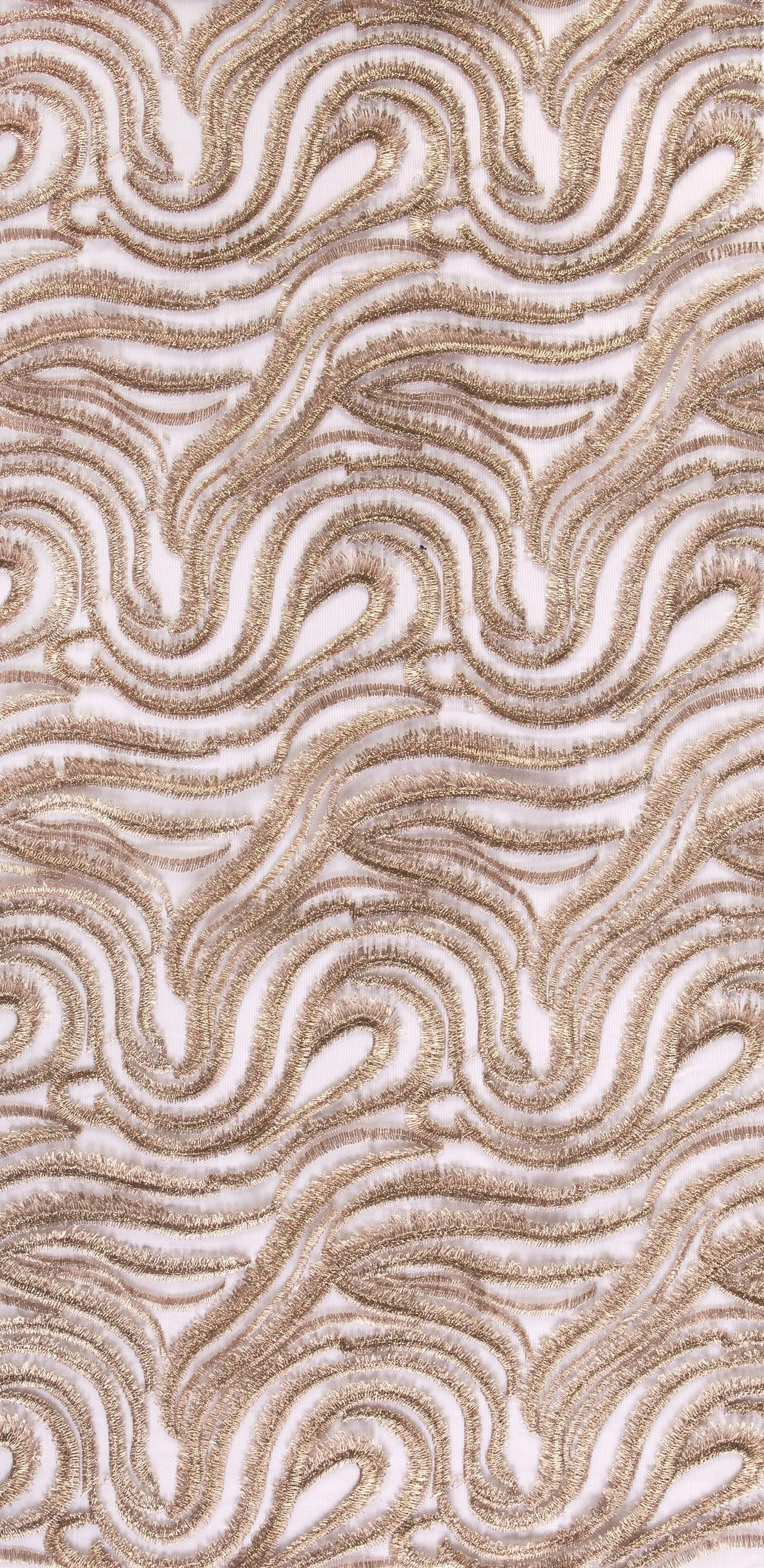 Desert Dune Design Shiny Lurex Thread Embroidered Fabric