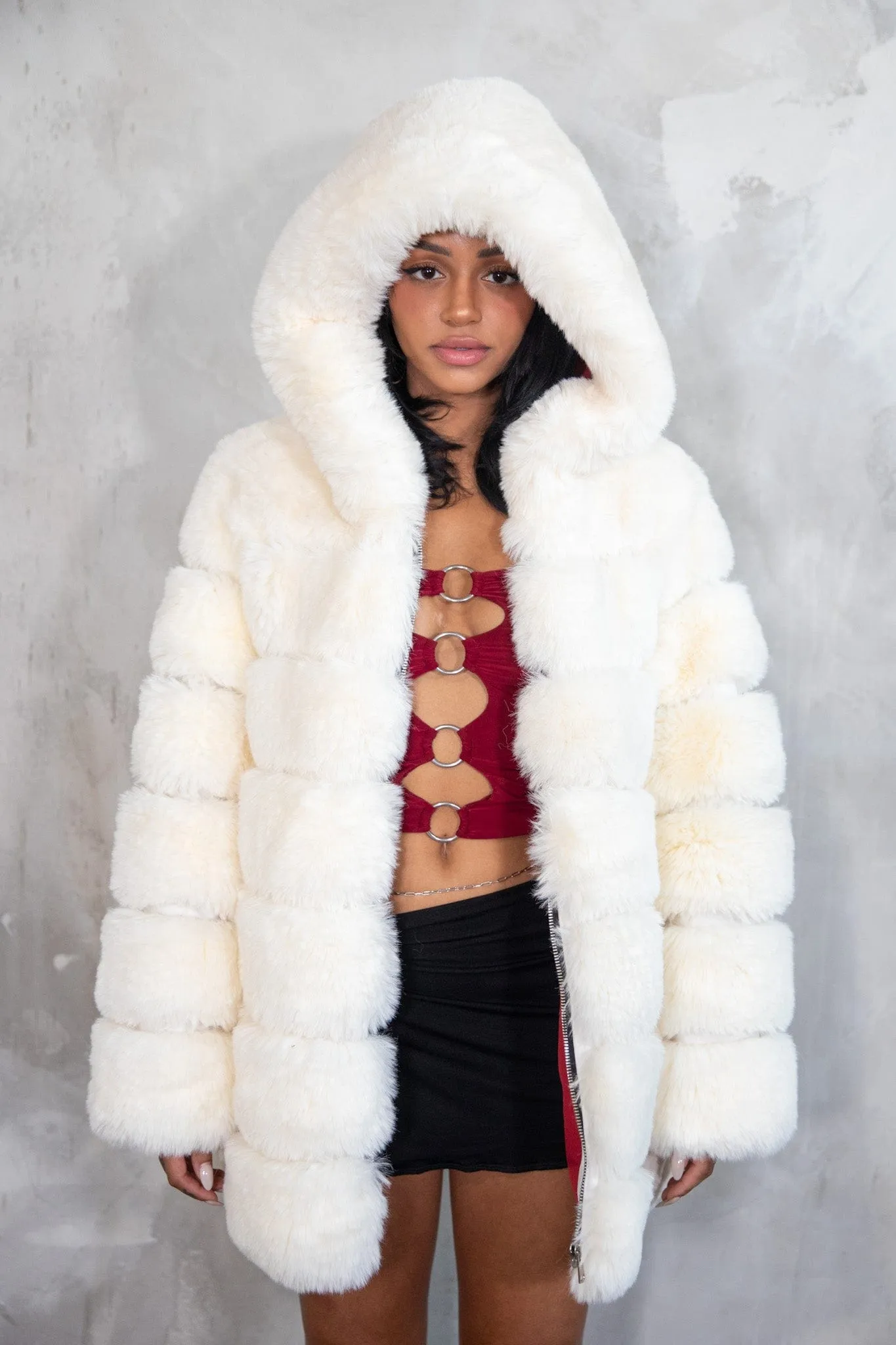 DISIAC Cream Fur Coat