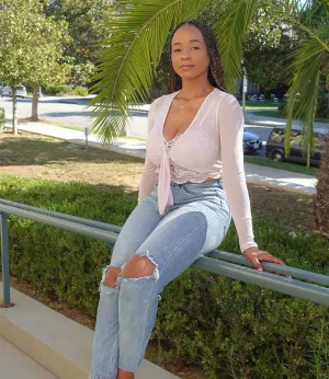 Don't Mesh With Me Wrap Top(Lilac)