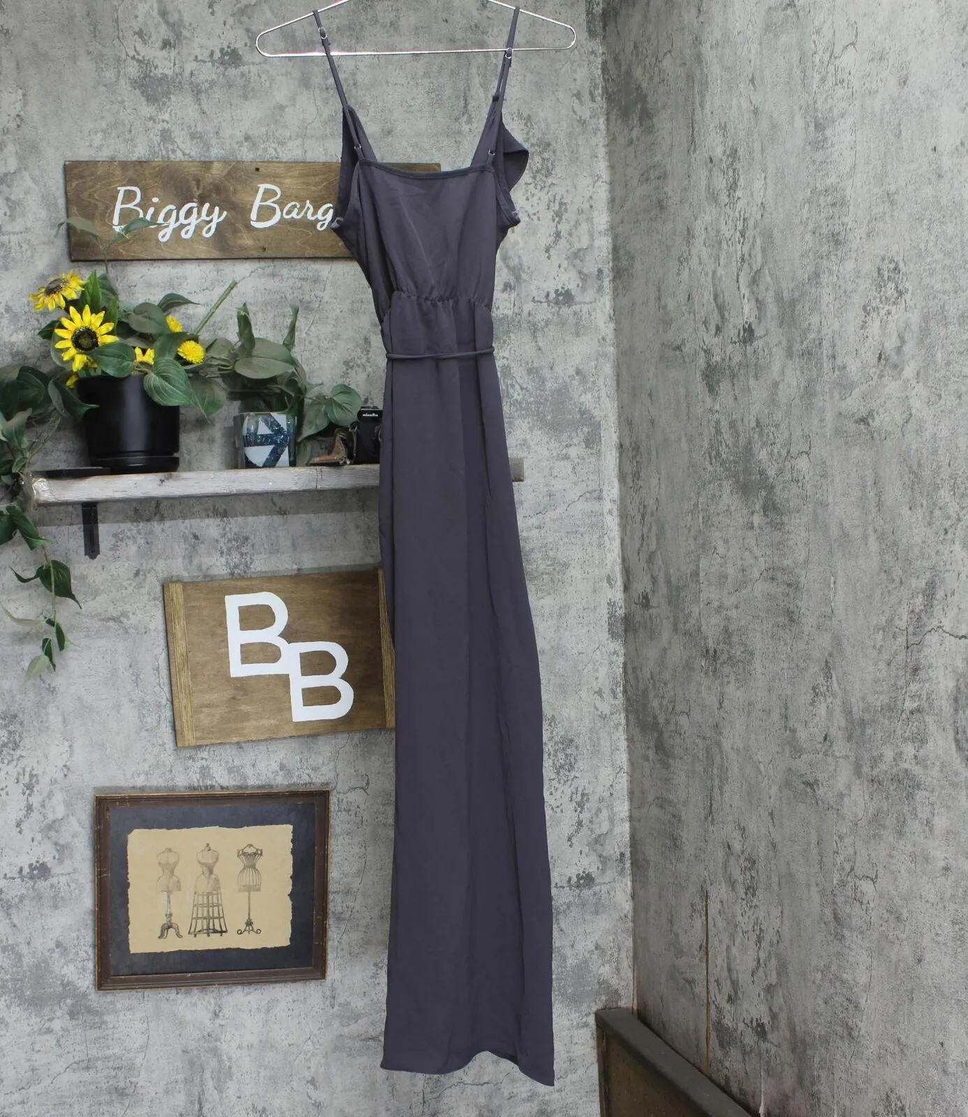 Everly Womens Ruffle Woven Unlined Tie Front Gown 16791797d15df5 Gray S