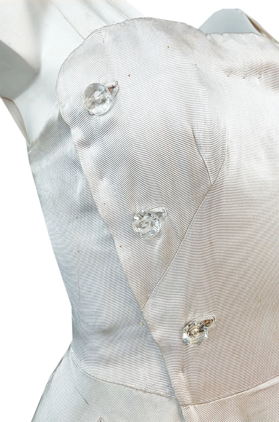 Fall 1952 Christian Dior Haute Couture Ivory Silk Button Dress w Underskirts