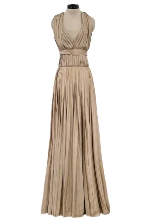 Fall 2009 Bottega Veneta by Tomas Maier Ad Campaign & Runway Muted Copper Silk Pleated Dress