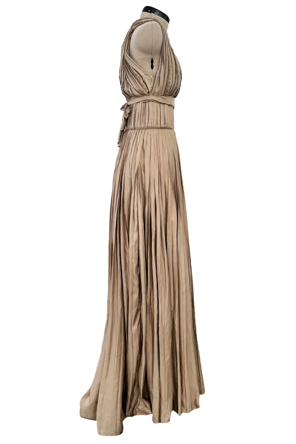 Fall 2009 Bottega Veneta by Tomas Maier Ad Campaign & Runway Muted Copper Silk Pleated Dress