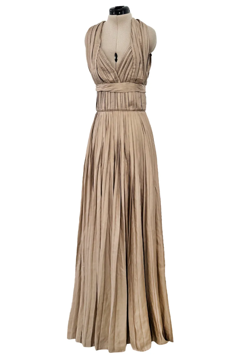 Fall 2009 Bottega Veneta by Tomas Maier Ad Campaign & Runway Muted Copper Silk Pleated Dress