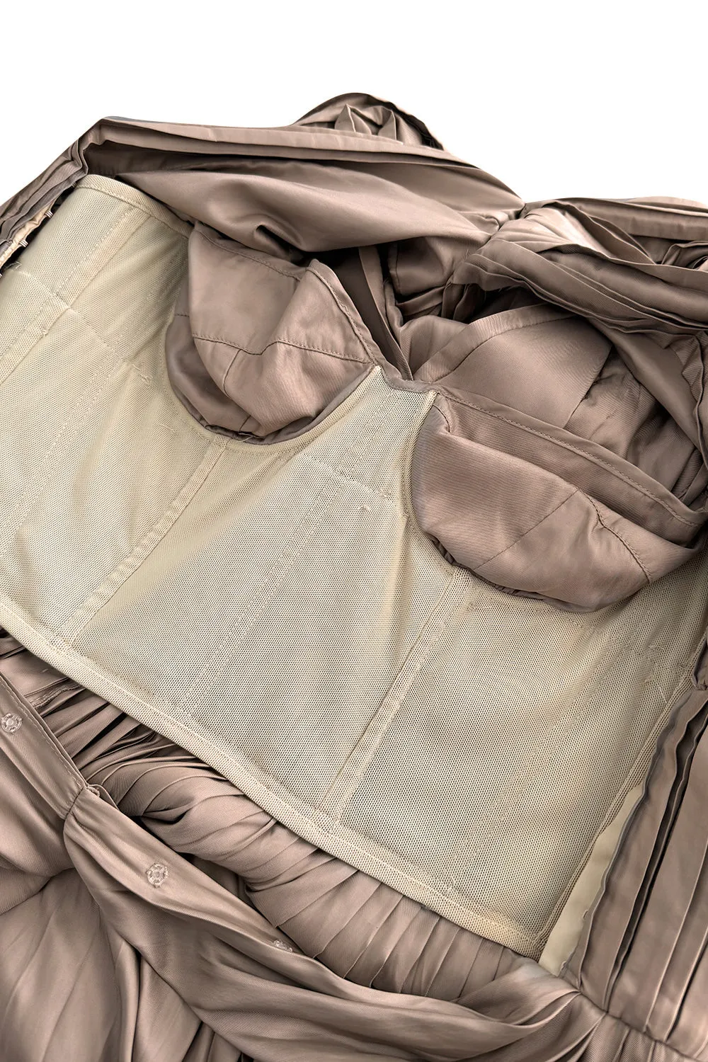 Fall 2009 Bottega Veneta by Tomas Maier Ad Campaign & Runway Muted Copper Silk Pleated Dress