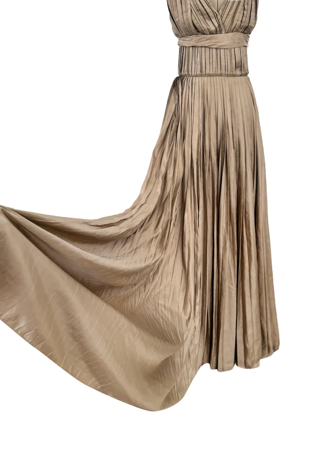 Fall 2009 Bottega Veneta by Tomas Maier Ad Campaign & Runway Muted Copper Silk Pleated Dress